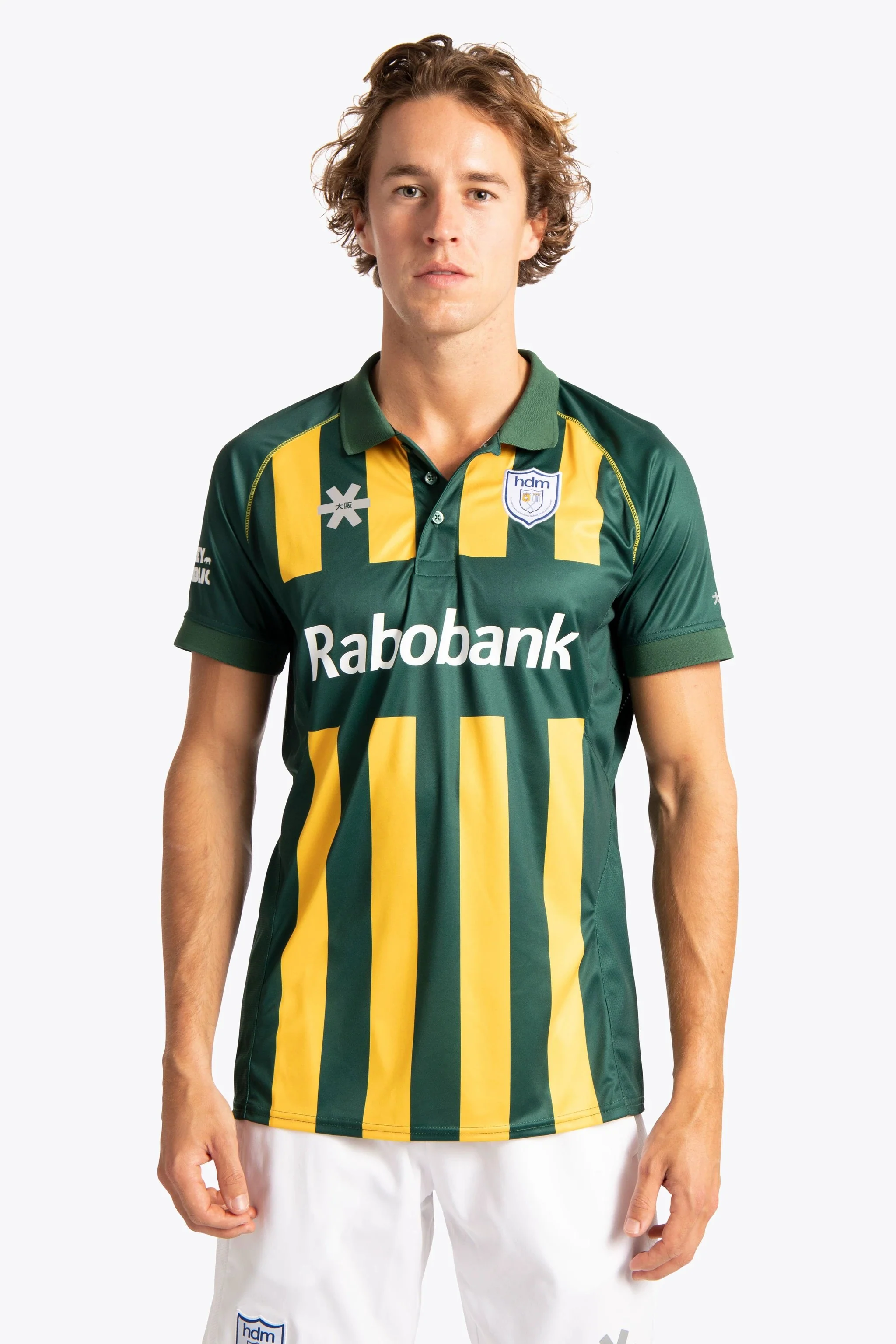 HDM Men Polo Jersey - Green / Yellow - Image 3