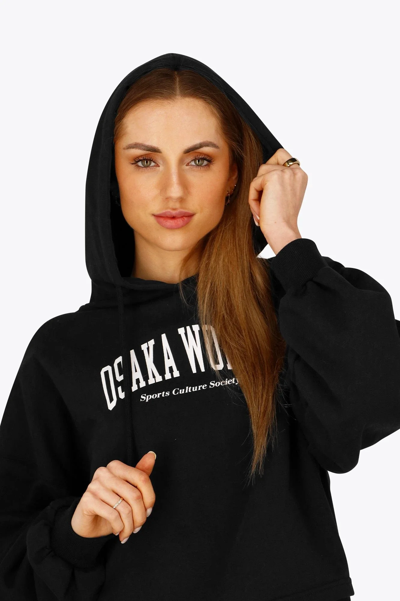 Osaka Women Cropped Hoodie | Black - Image 8