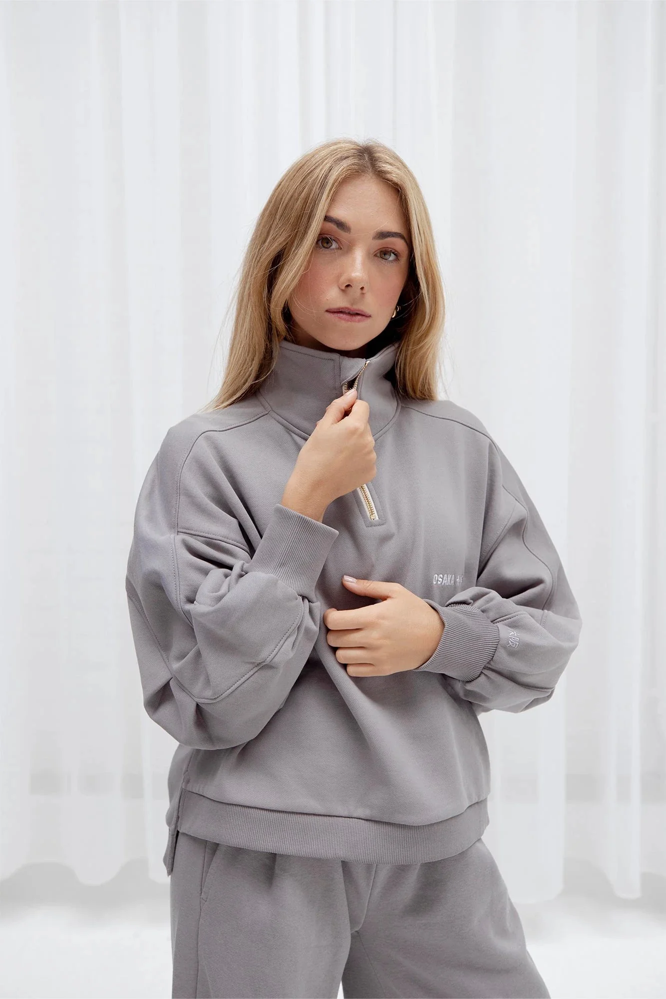 Osaka Women Cropped Half Zip Sweater | Cloudburst - Image 6