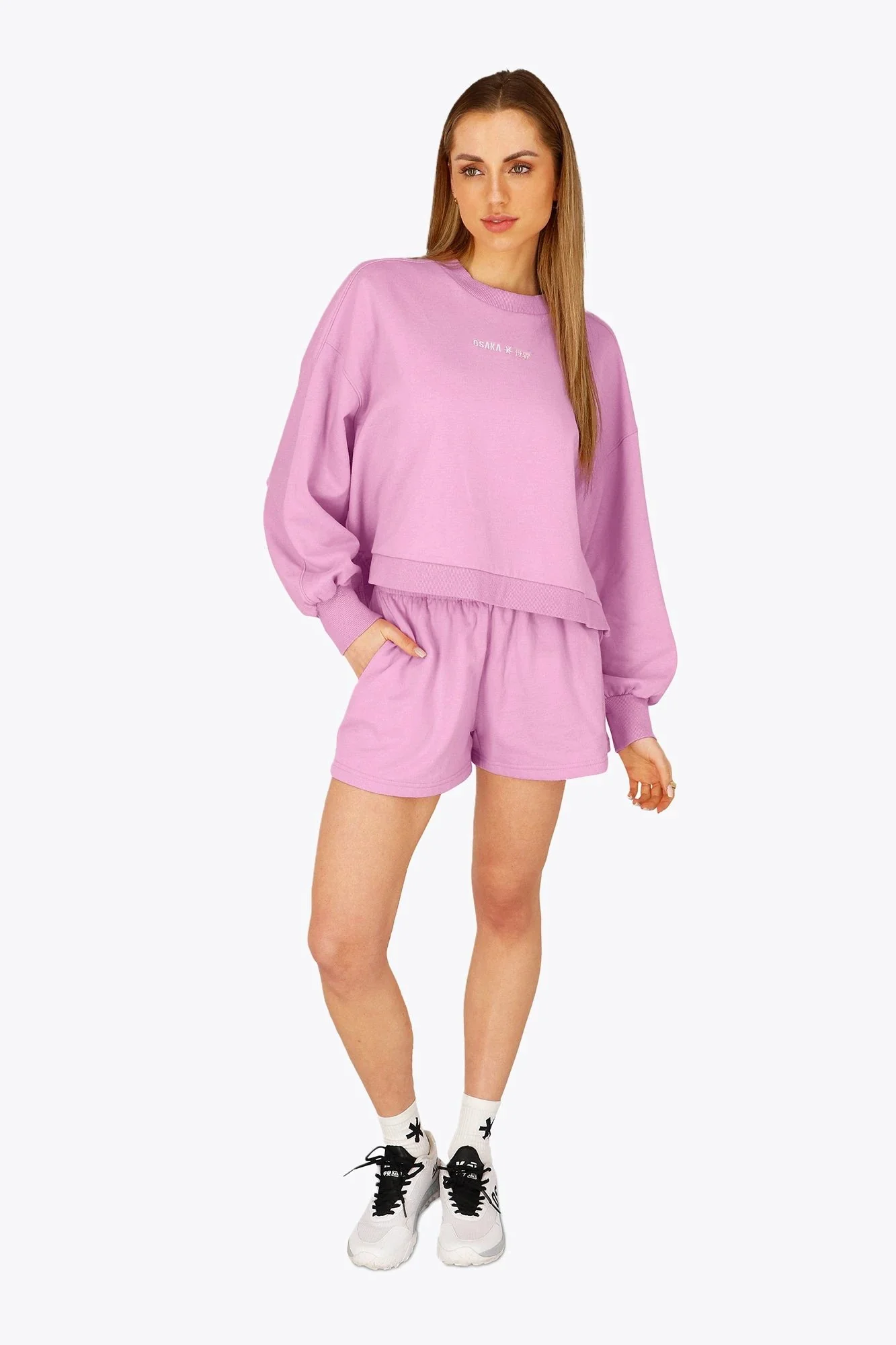 Osaka Women Cropped Sweater | Begonia Pink - Image 5