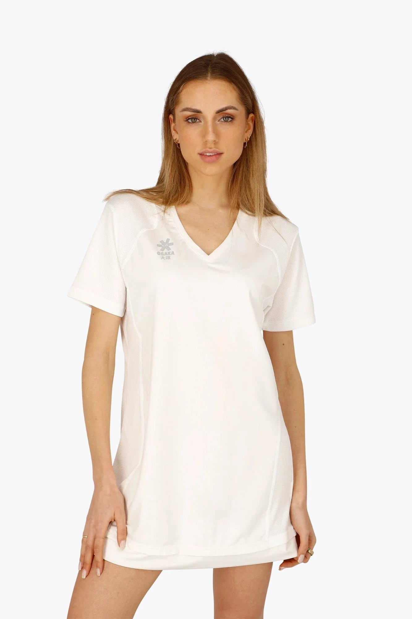 Osaka Women V-Neck Tech Dress | White - Image 2