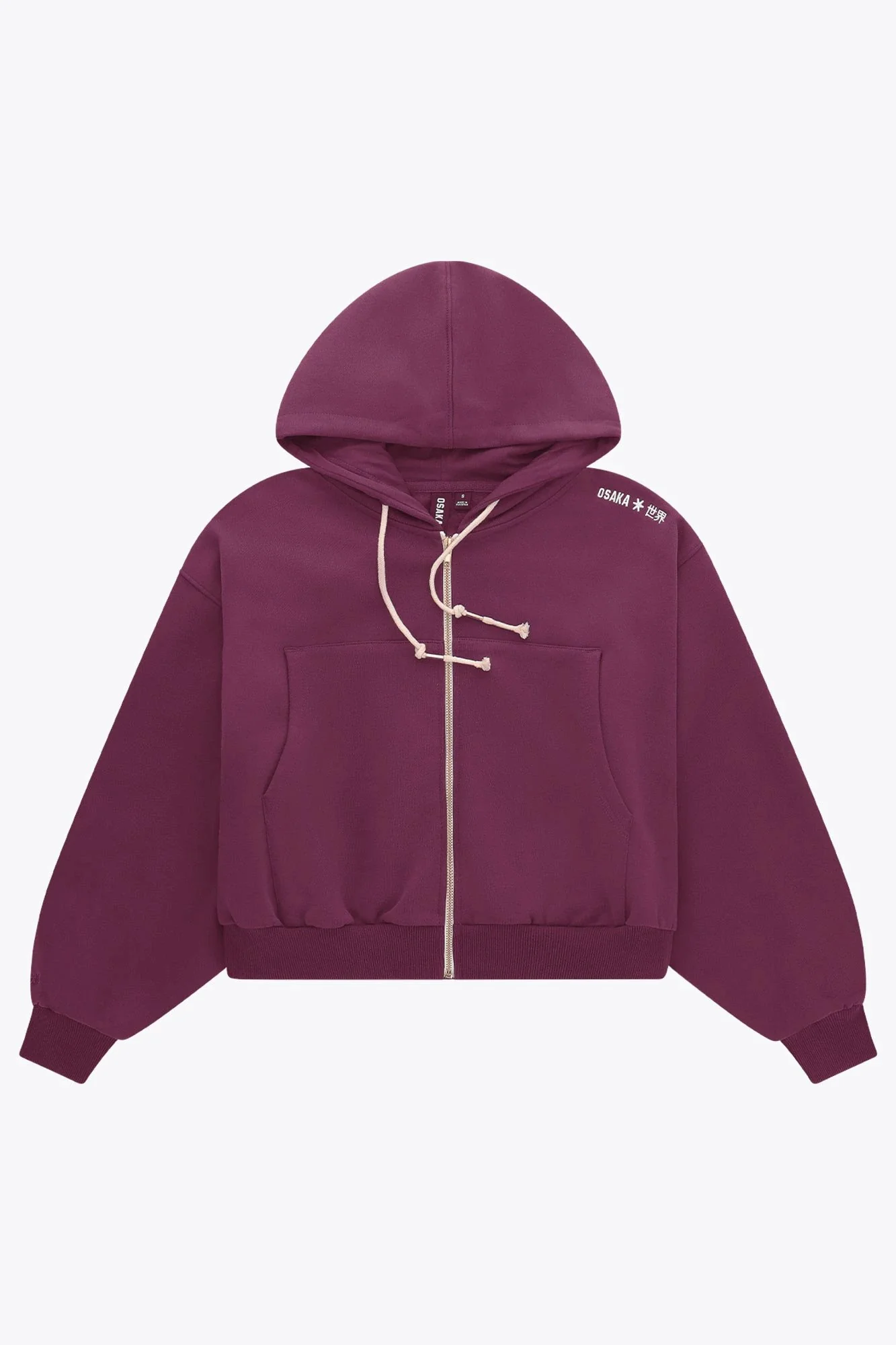 Osaka Women Cropped Full Zip Hoodie | Cherry Lacquer