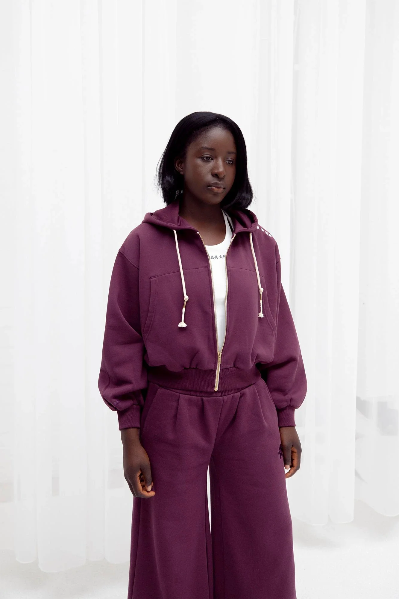 Osaka Women Cropped Full Zip Hoodie | Cherry Lacquer - Image 6