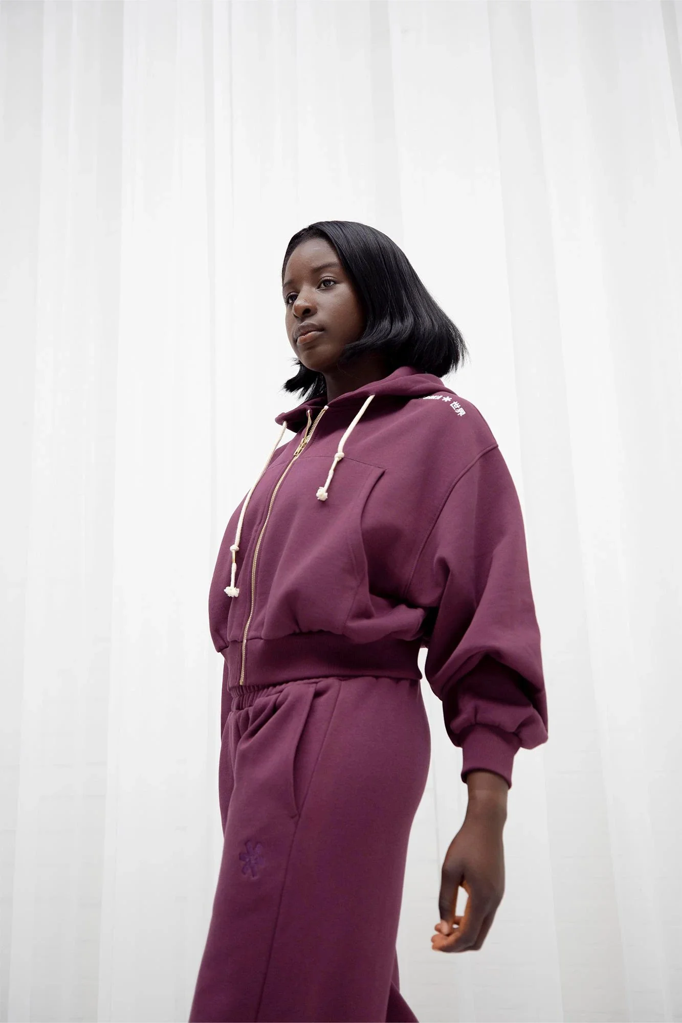 Osaka Women Cropped Full Zip Hoodie | Cherry Lacquer - Image 8